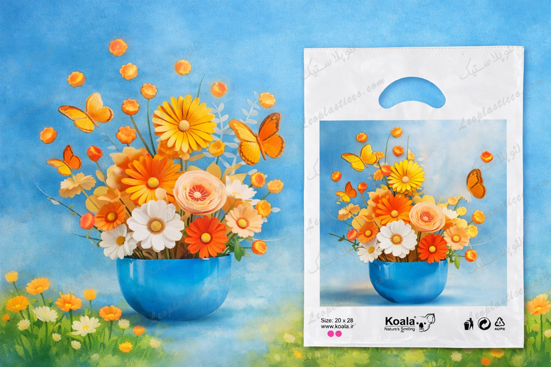 دسته موزی کوالا 28×20 سانتیمتر طرح گل و پروانه