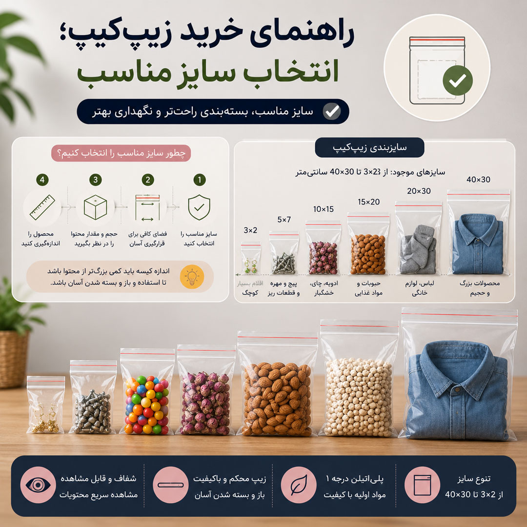 راهنمای انتخاب سایز مناسب زیپ‌کیپ